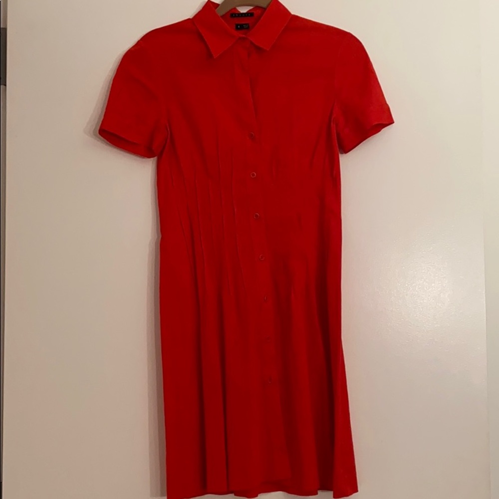 LIKE NEW THEORY RED/ORANGE BUTTON DOWN DRESS‼️